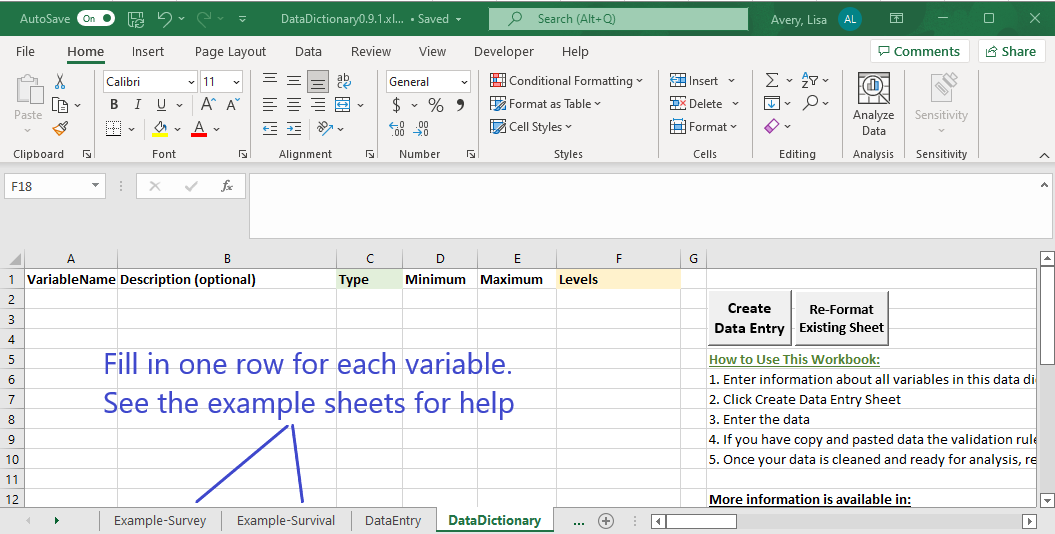 Example Data Dictionary
